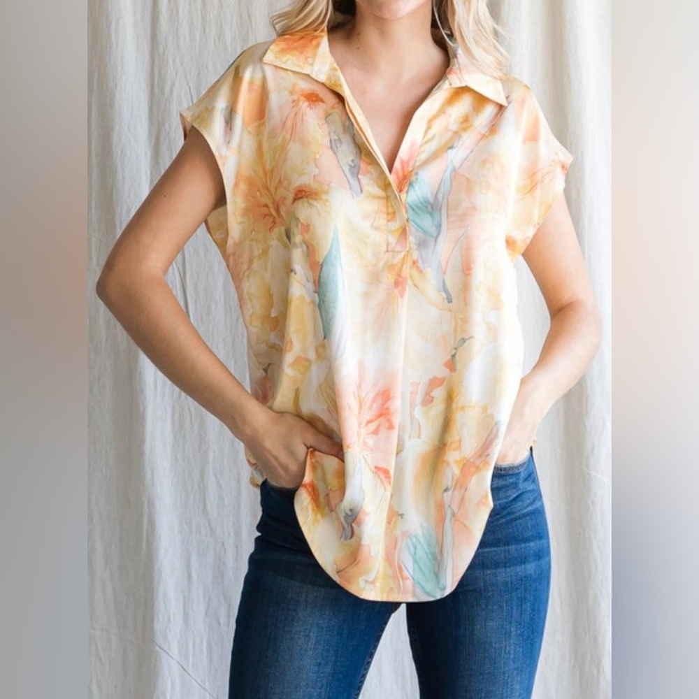 Jodifl Floral Print‎ Top with Collar